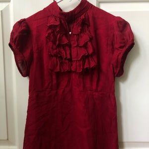 Nanette Lepore Red Ruffle Blouse
